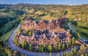 Drone Photograph of the Ritz-Carlton Bachelor Gulch in Beaver Creek, Colorado. Aerial captured using a drone at sunrise.