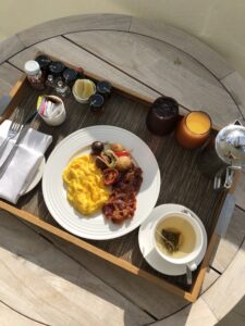 Breakfast served at the Nobu Hotel Miami Beach. Miami, Florida.