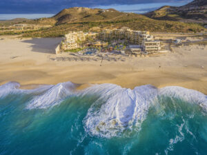 Drone Photograph of the Pueblo Bonito Pacifica Resort in Cabo San Lucas, Mexico. Aerial photograph captured using a drone at sunrise. Drone photography Atlanta.